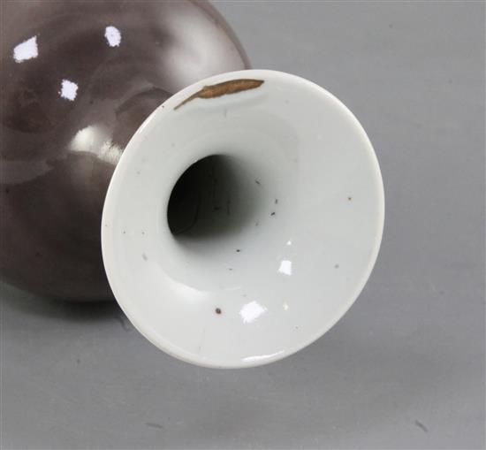 A Chinese mushroom glazed baluster vase, 18th century, height 20.5cm